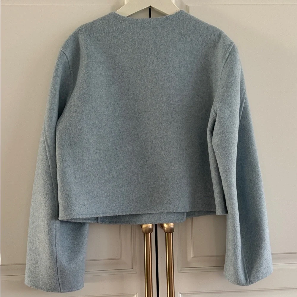 Banana Republic Wool cropped boxy jacket in Sea Glass Heather Blue. NWT fits XS* - Picture 5 of 13